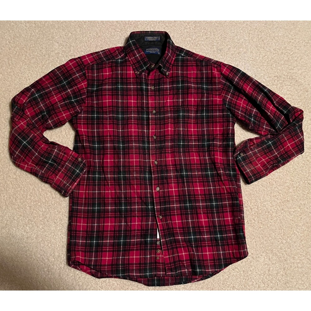 Pendleton Red & Black O'Neill Tartan 100% Wool FIRESIDE Button Down Shirt Men M